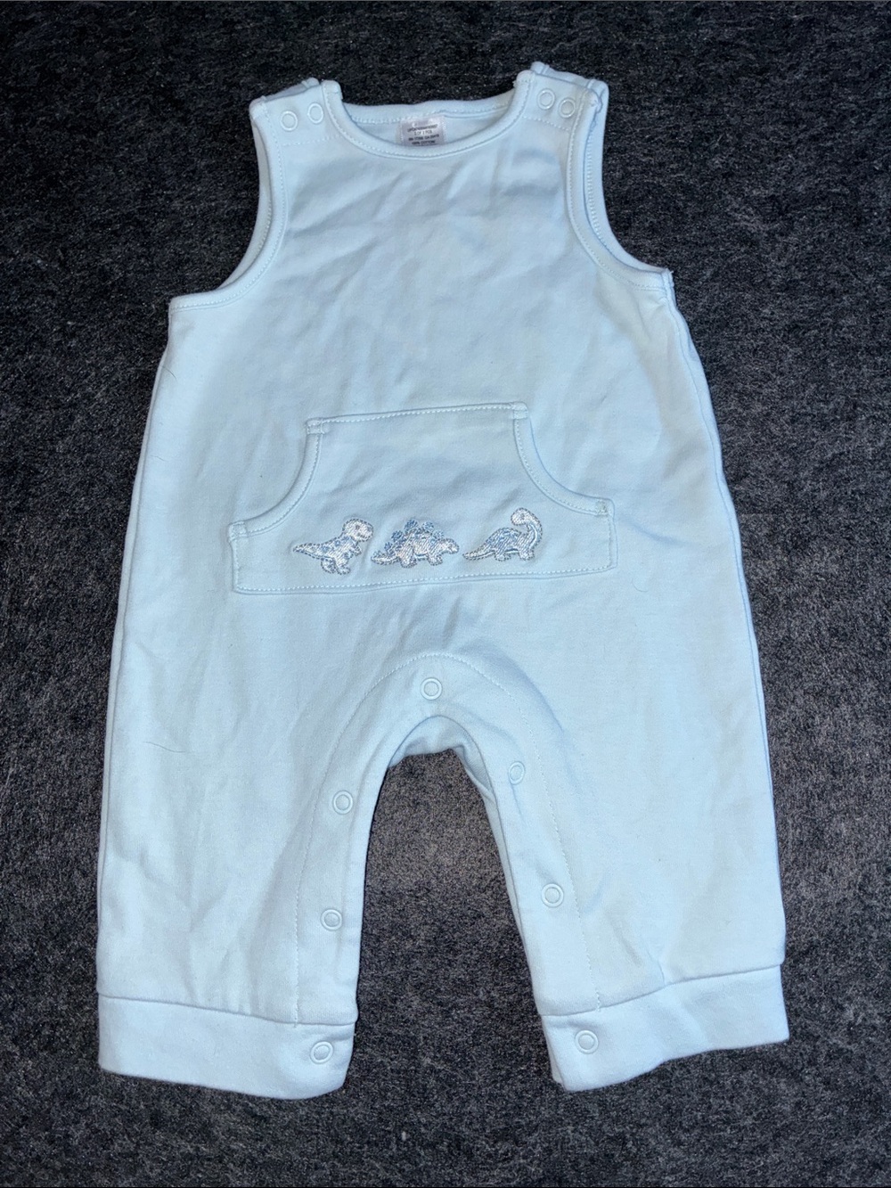 Newborn Baby Blue Embroidered Dinosaur One Piece Outfit 100% Cotton
